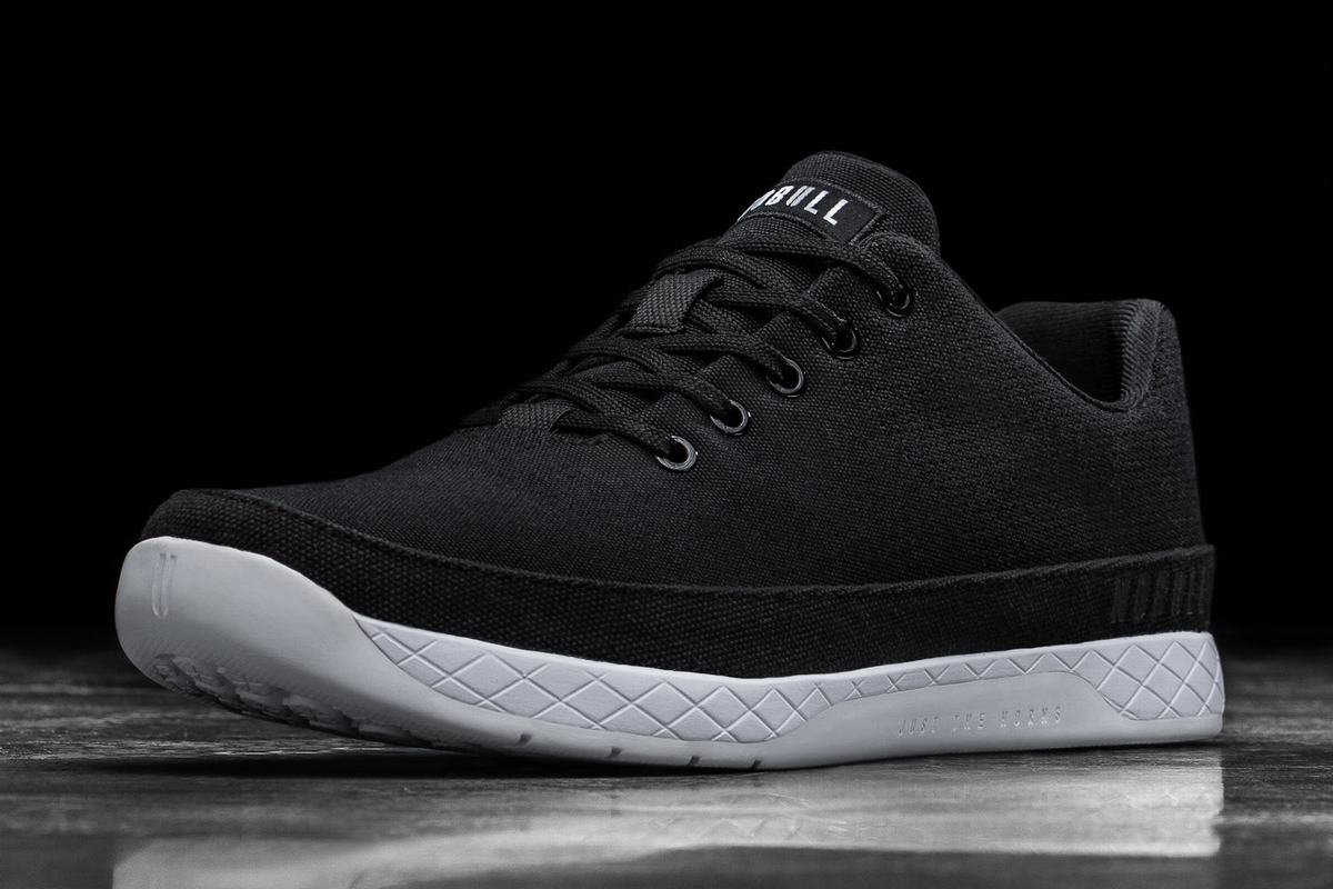 Nobull Canvas Men's Trainers Black White | Australia (CK2497)